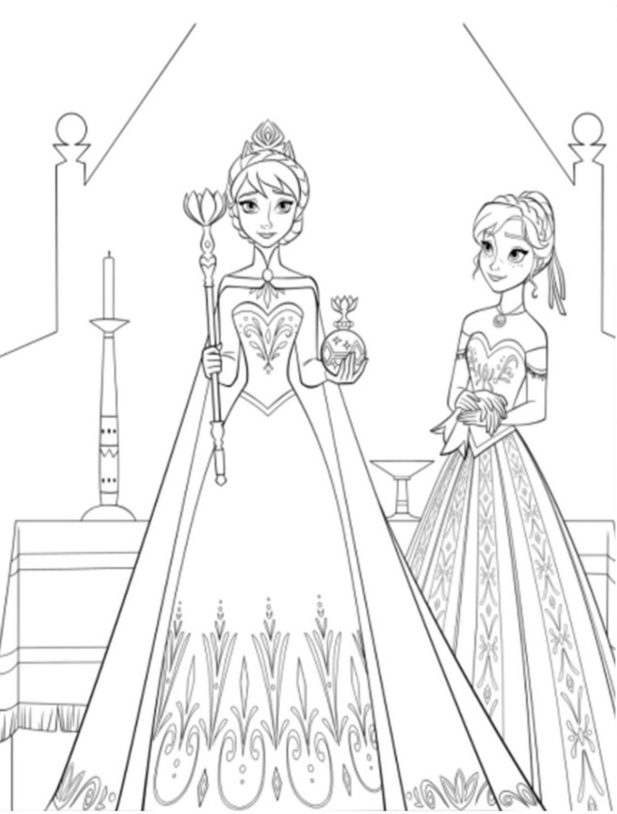 Elsa Anna Coloring Sheet