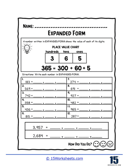 Expanded Form Worksheets 15 Worksheets