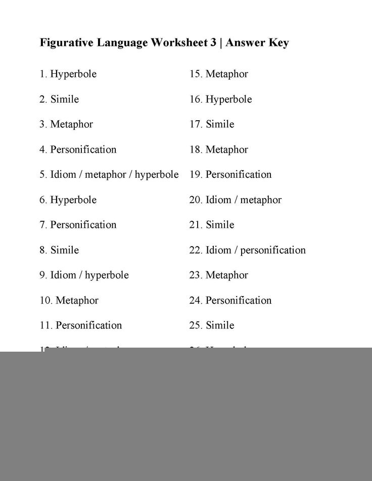 Figurative Language Worksheets High School Language Worksheets