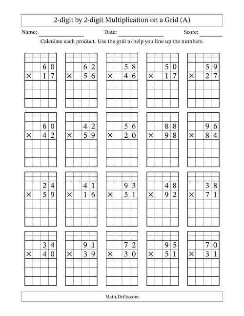 Free 2 Digit By 2 Digit Multiplication Worksheets PDF Printable Math 