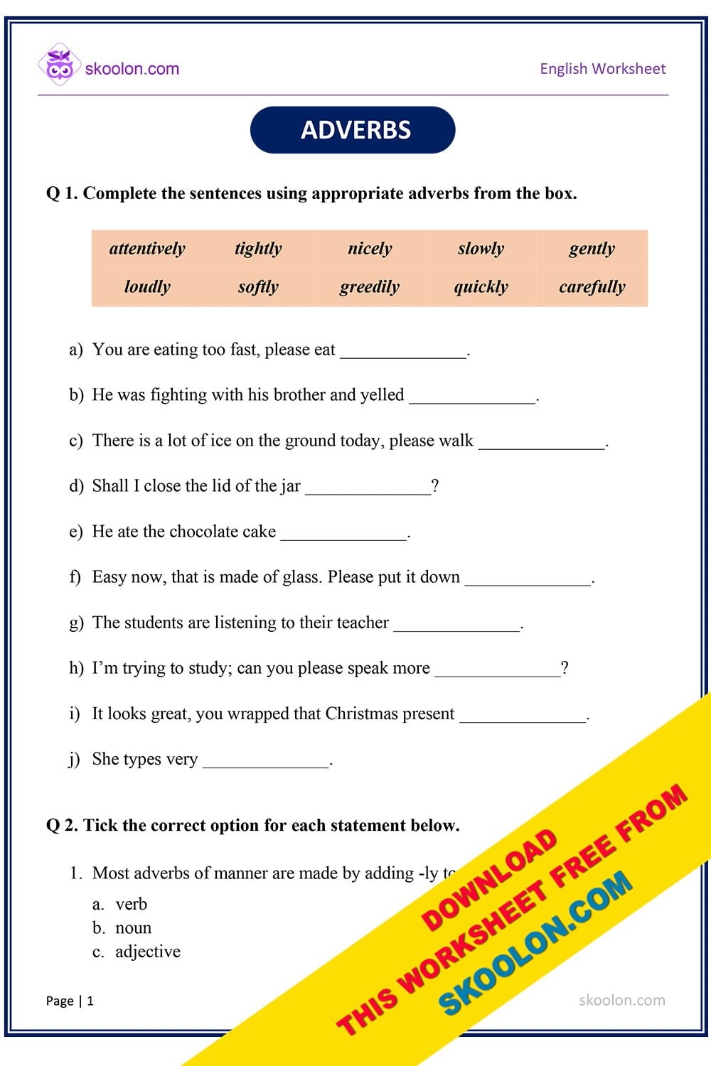 Free 4th Grade Adverb Worksheet Download Free 4th Grade Adverb 