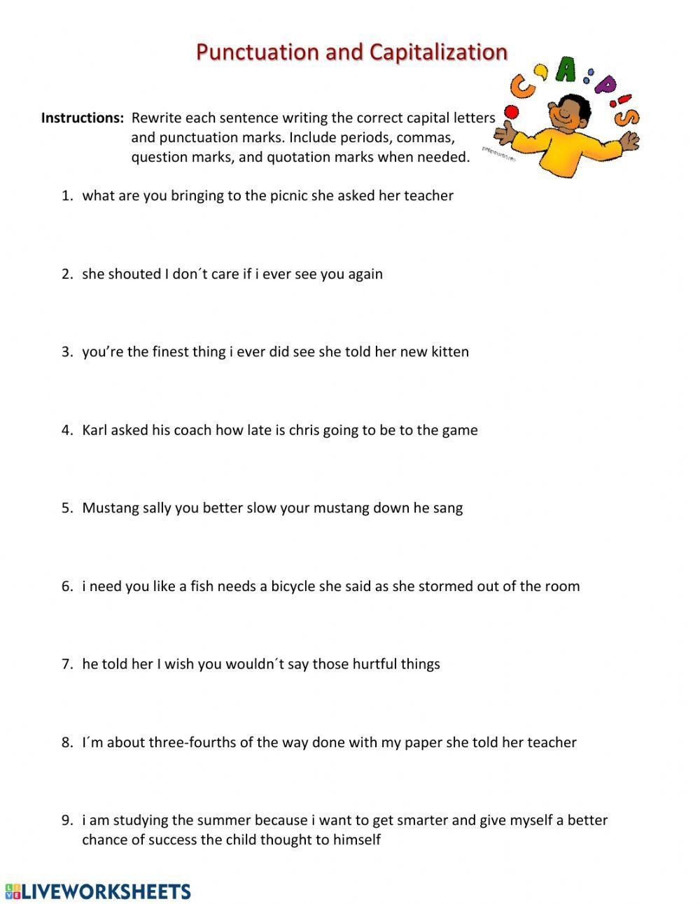 Free Capitalization Punctuation Worksheet Download Free Capitalization 
