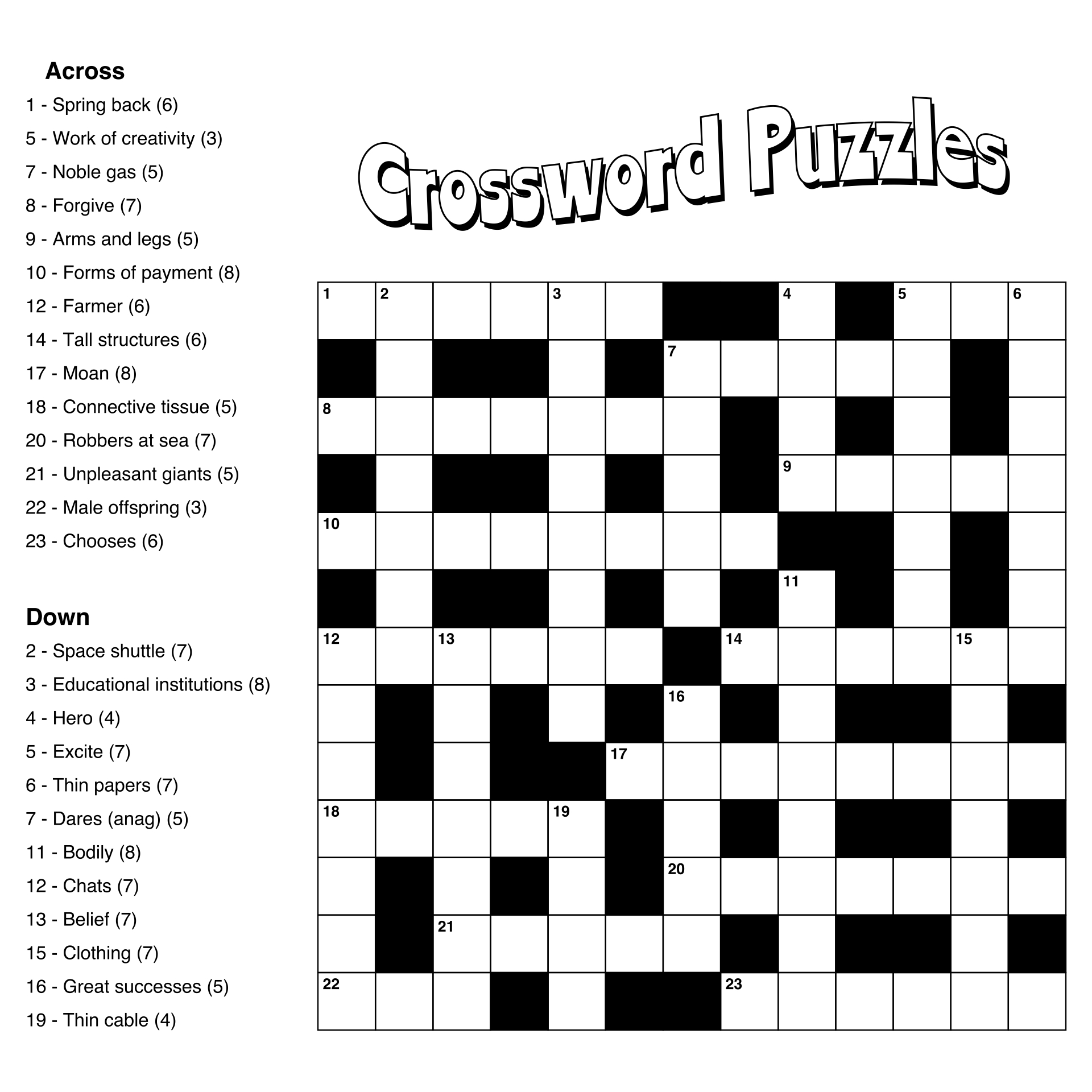 Free Crosswords For Seniors Printable FREE Printable HQ