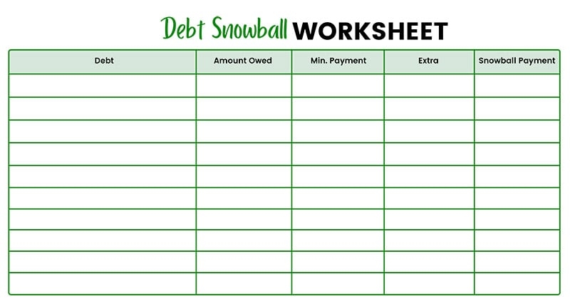 Free Debt Snowball Worksheet Printable Vital Dollar