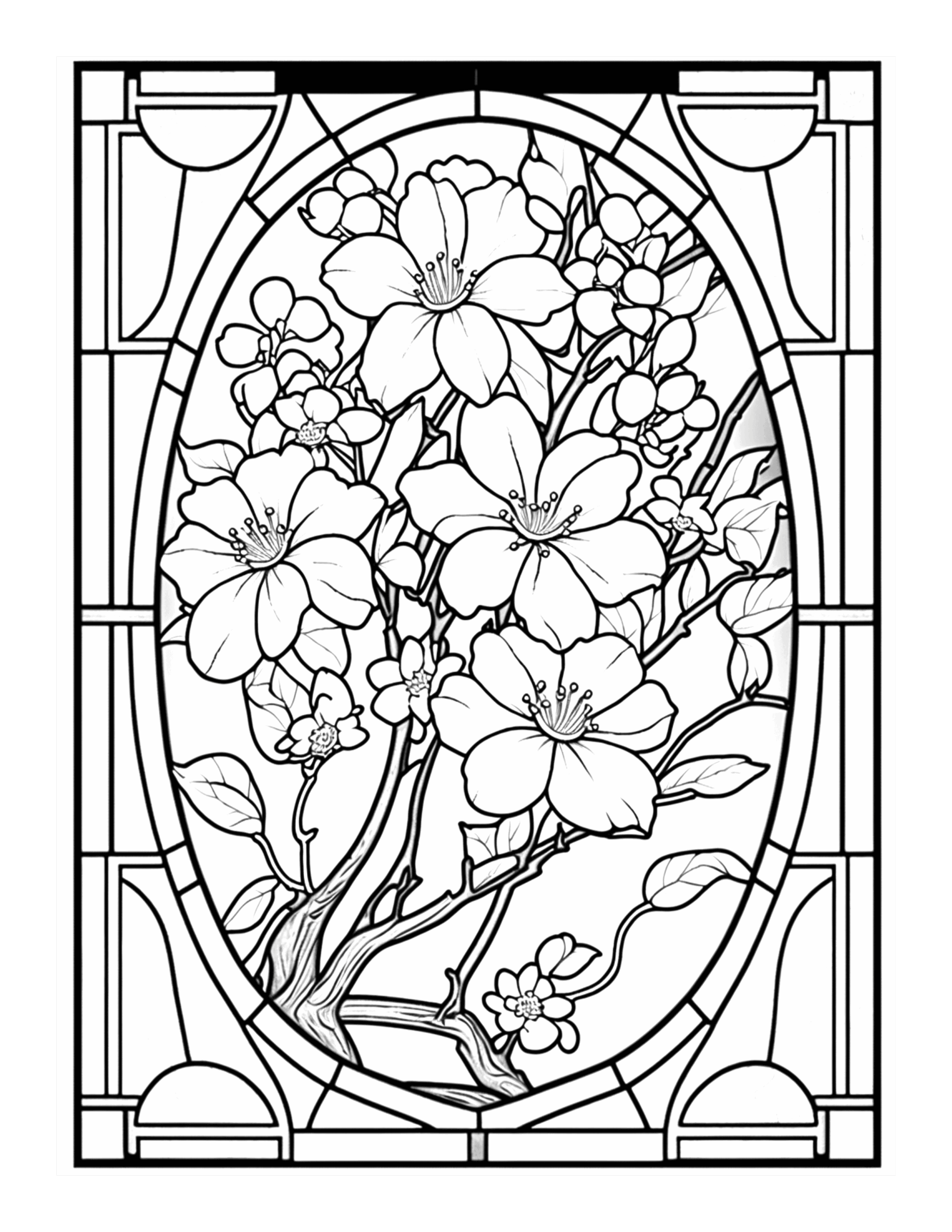 Free Flower Stained Glass Coloring Page 19 Free Coloring Adventure