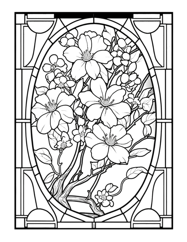 Free Flower Stained Glass Coloring Page 19 Free Coloring Adventure