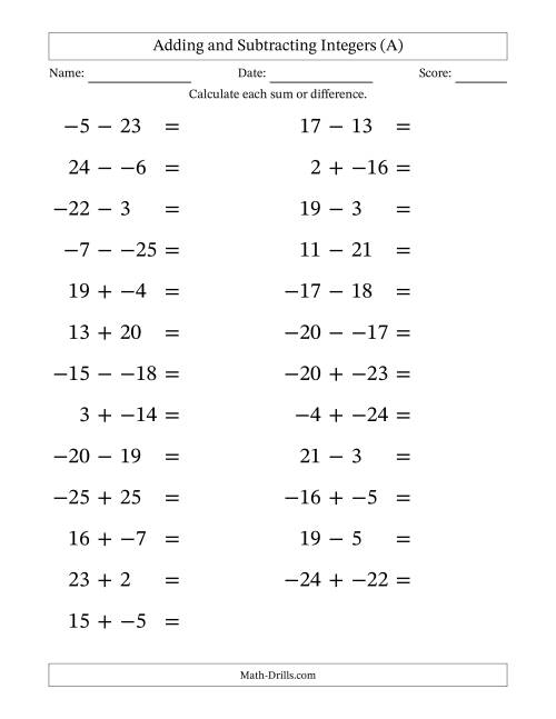 Free Integers Adding And Subtracting Worksheet Download Free Integers 