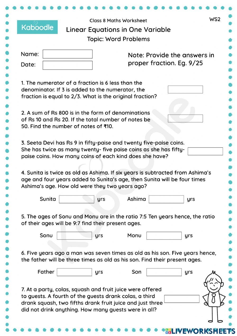 Free Linear Equation Word Problems Worksheet Download Free Linear 