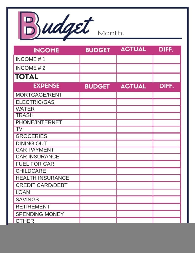 Free Printable Budget Worksheets Printable Worksheets