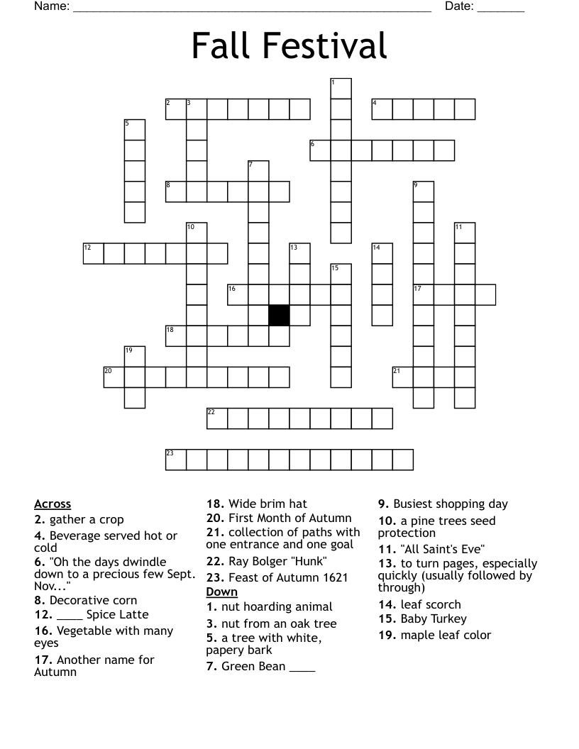 Free Printable Fall Crossword Puzzles For Adults Crossword Puzzles 