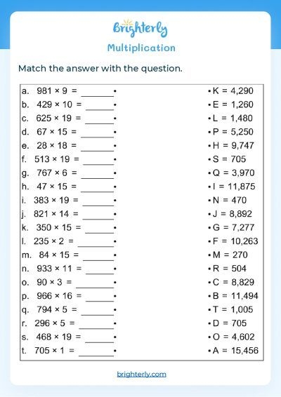 Free Printable Multiplication Worksheets For 5th Graders 