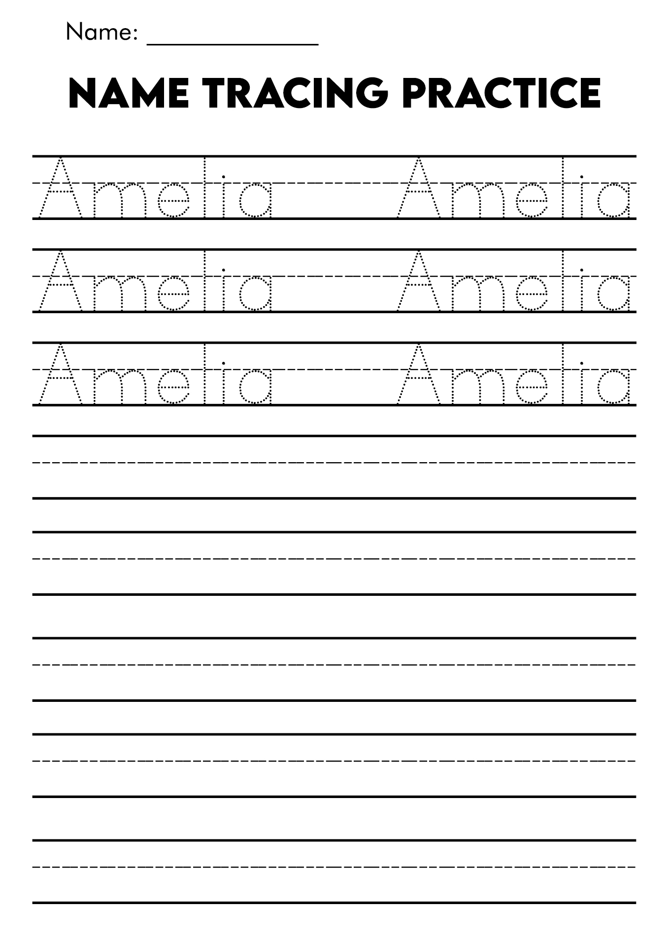 Free Printable Name Tracing Worksheets Preschool Names Name 