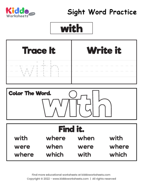 Free Printable Sight Word Practice With Worksheet Kiddoworksheets 