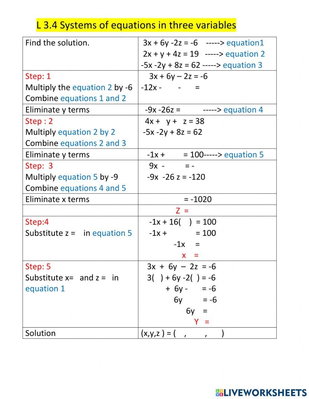Free Systems Equations Worksheet Download Free Systems Equations 