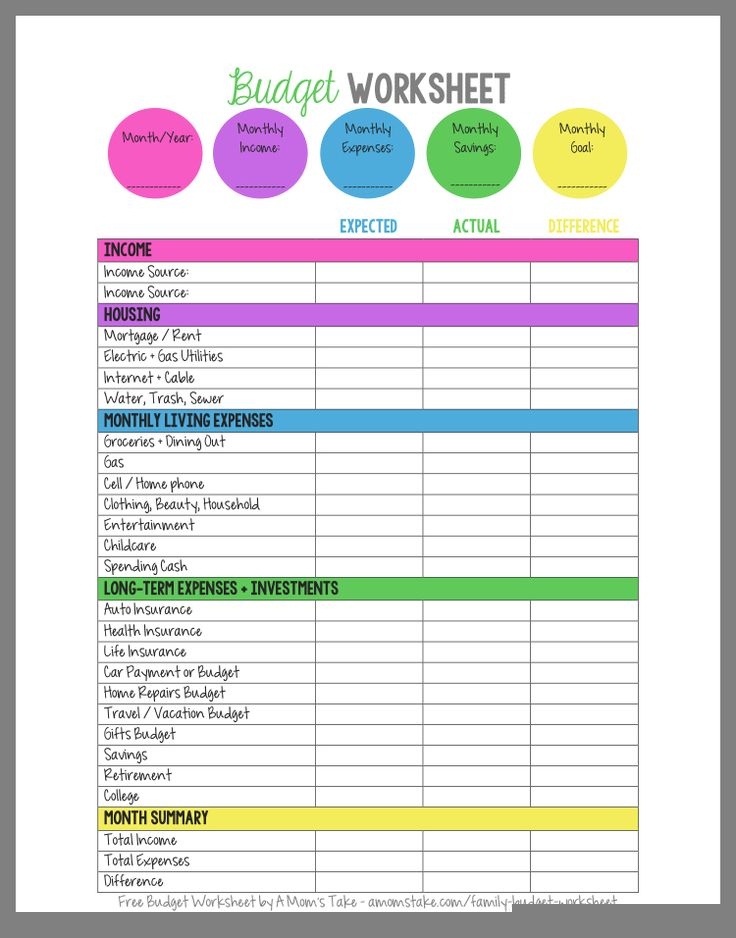 Fun Budgeting Worksheets Budgeting Worksheets