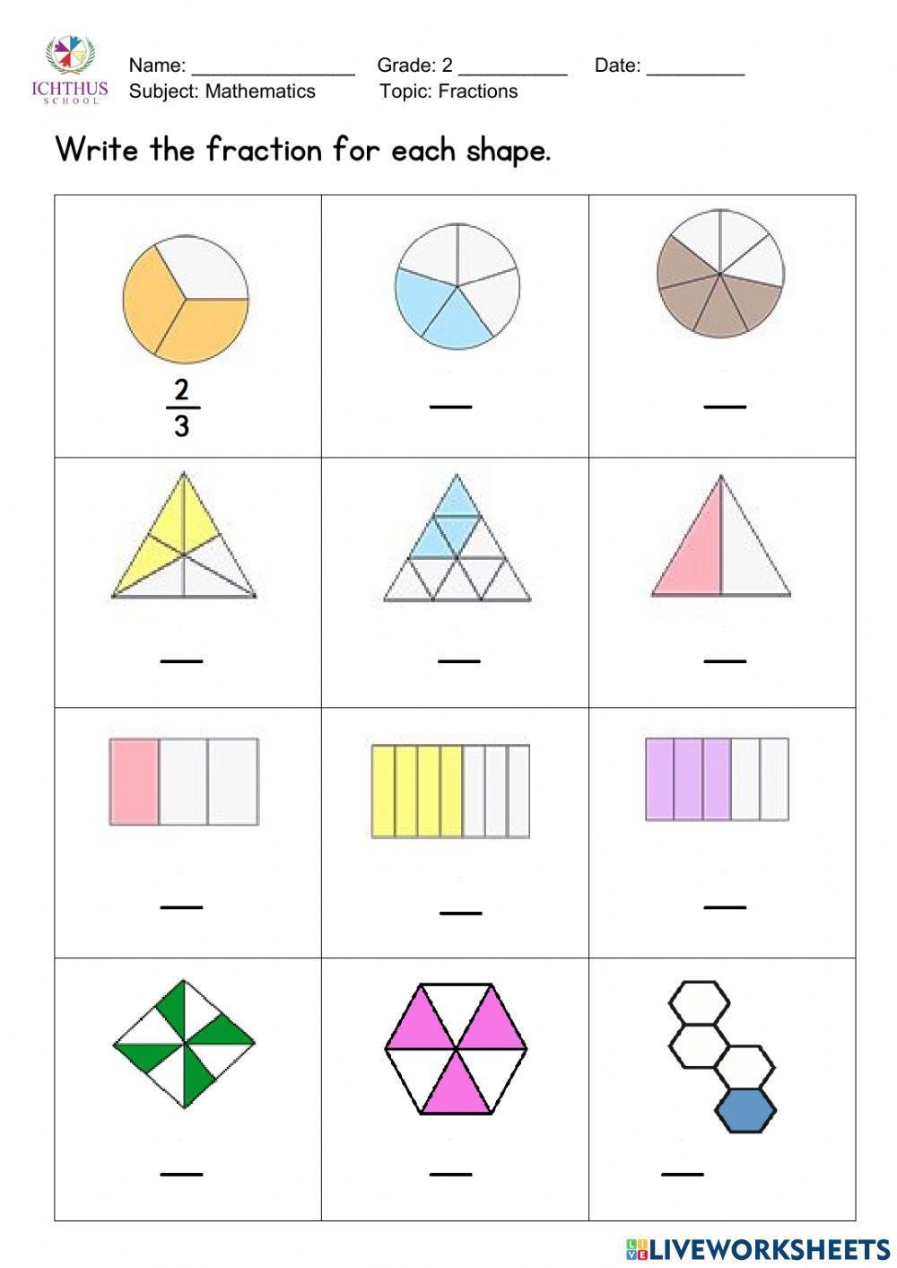 G2 Identify Fractions Worksheet Live Worksheets Worksheets Library