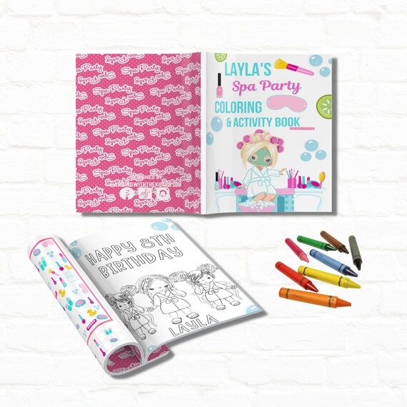 Girl Spa Party Digital Coloring Book Personalized Coloring Book 