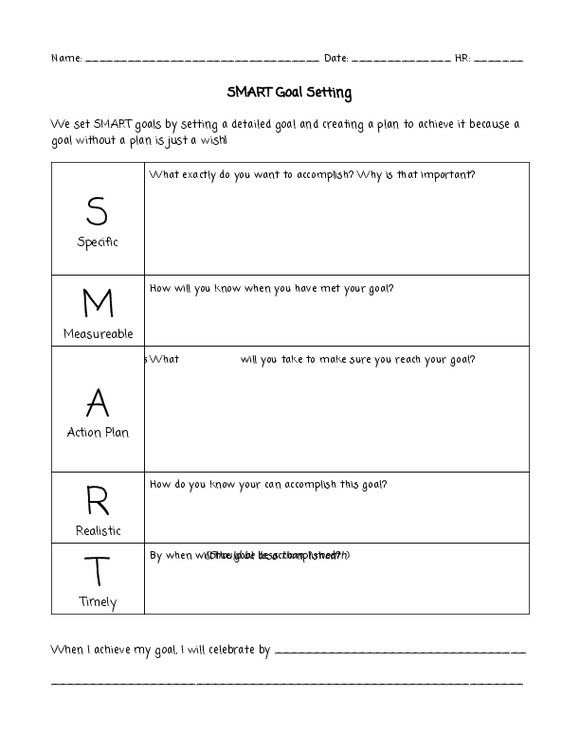 Goal Setting Worksheet Smart Goals