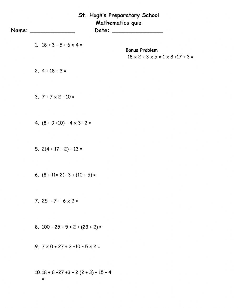 Grade 4 5 Order Of Operations Worksheets By Slambo Resources