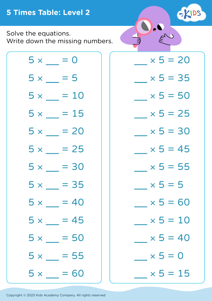 Grade 5 Times Table Worksheets Worksheets For Kindergarten
