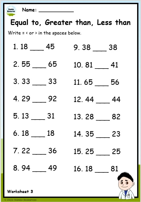 Greater Than Less Than Worksheets Worksheets Library