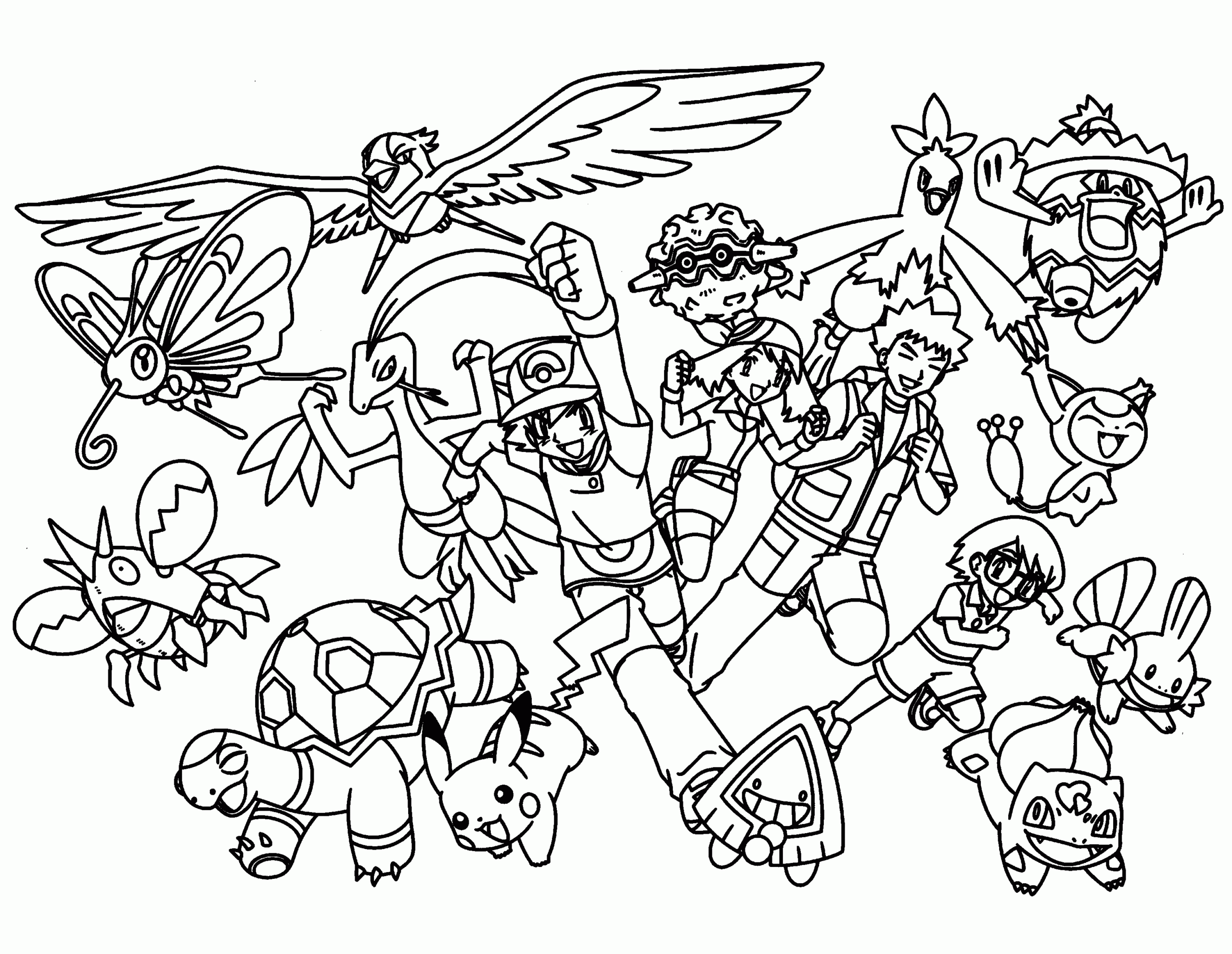 Group Pokemon Colouring Pages Printable
