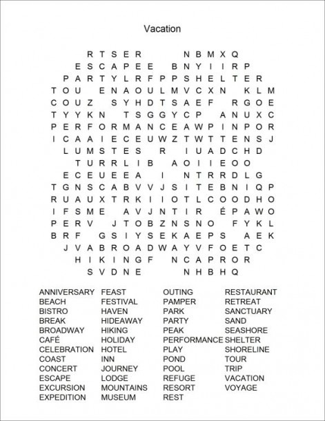 Hard Word Search Worksheets