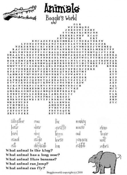 Hard Word Search Worksheets