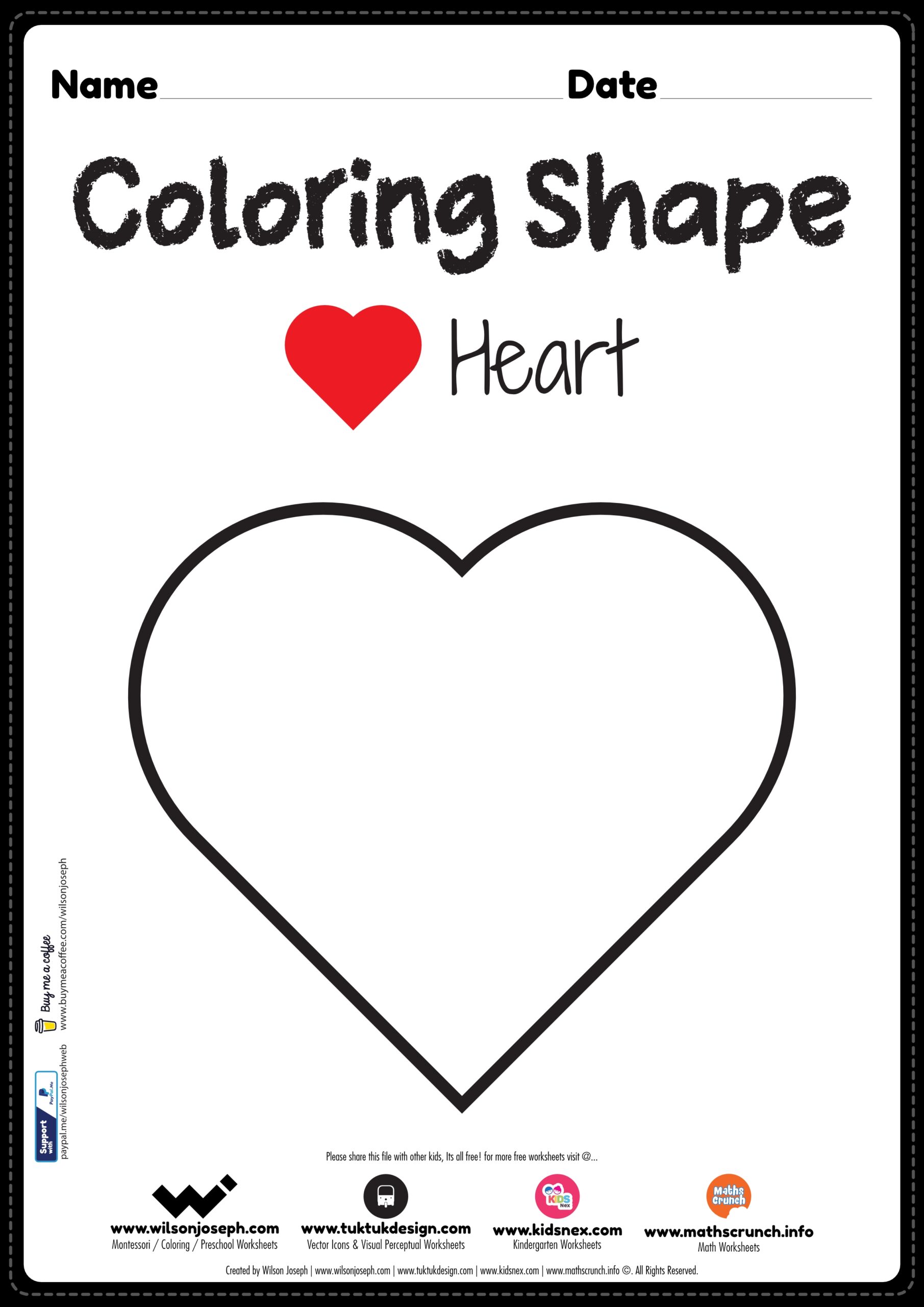 Heart Coloring Page Free Printable PDF For Kindergarten