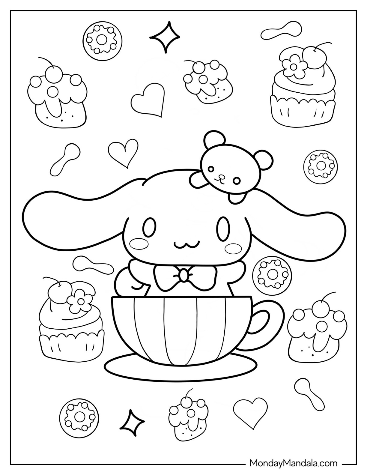 Hello Kitty Cinnamoroll Coloring Pages Coloring Nation