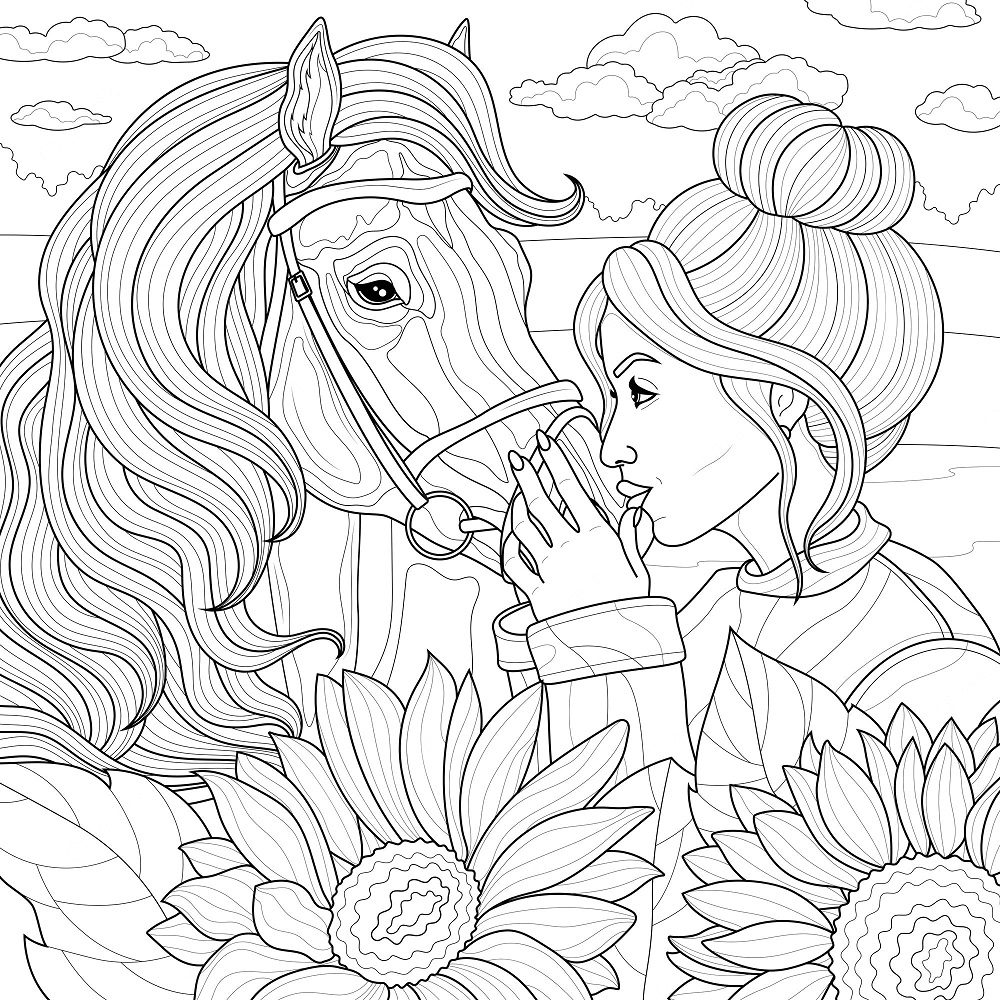 Horse Coloring Pages In Pastures Book For Kids 