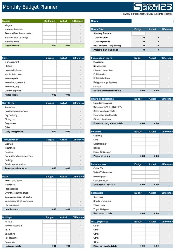 Household Budget Excel Worksheet Fityace