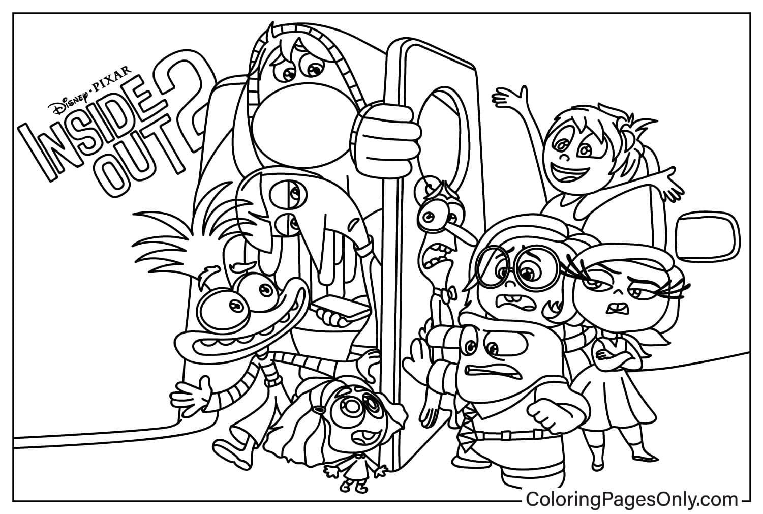 Inside Out 2 Cartoon Free Printable Coloring Pages