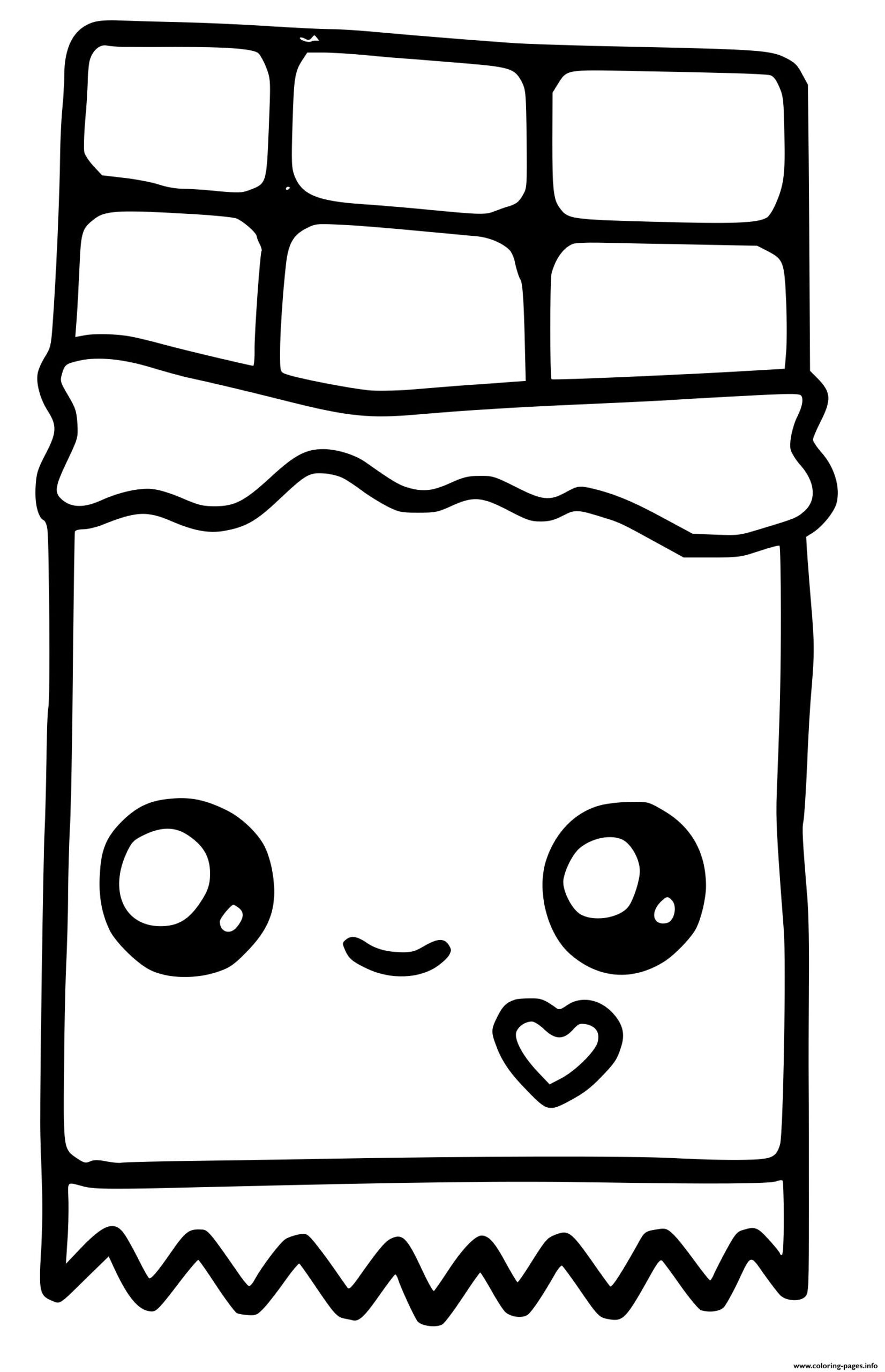 Kawaii Chocolate Bar Coloring Page Printable