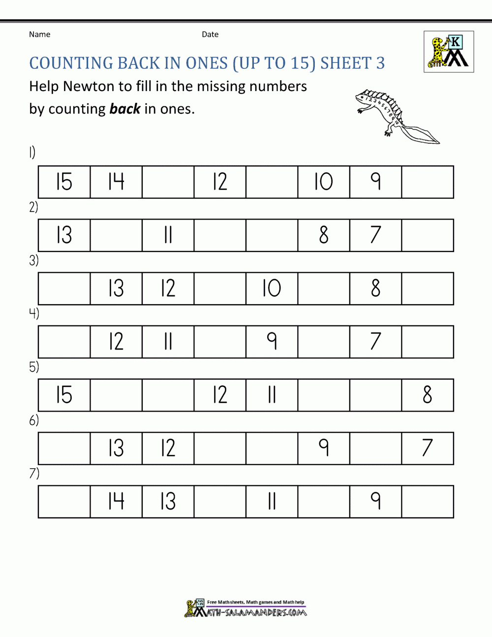 Kindergarten Math Homework Kindergarten