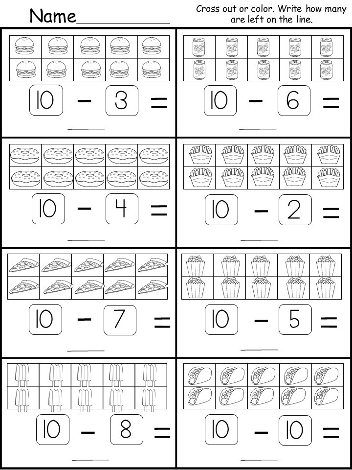 Kindergarten Subtraction Worksheets Kindergarten
