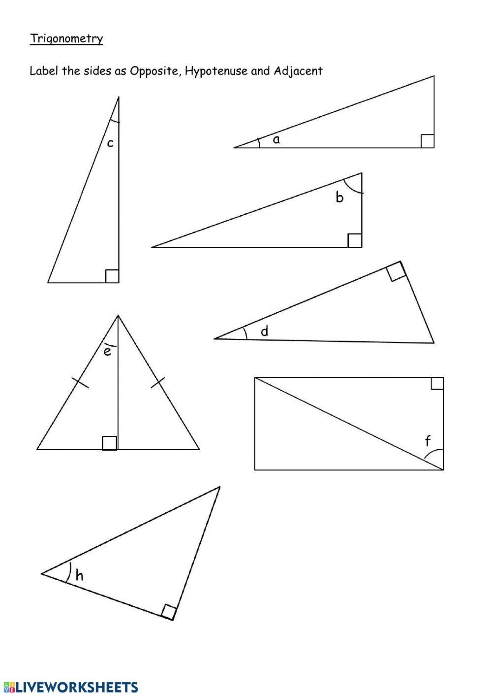 Label Sides In Right Angle Triangles Worksheet Live Worksheets 