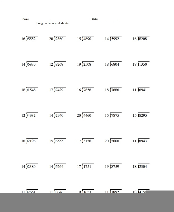 Long Division Practice Sheets Printable Long Division Worksheets