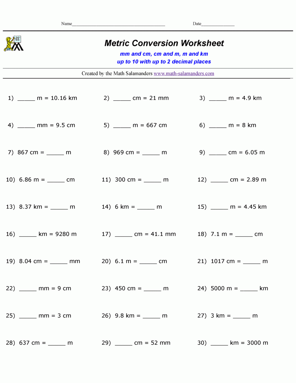 Metric Conversion Practice Worksheets Worksheets Library