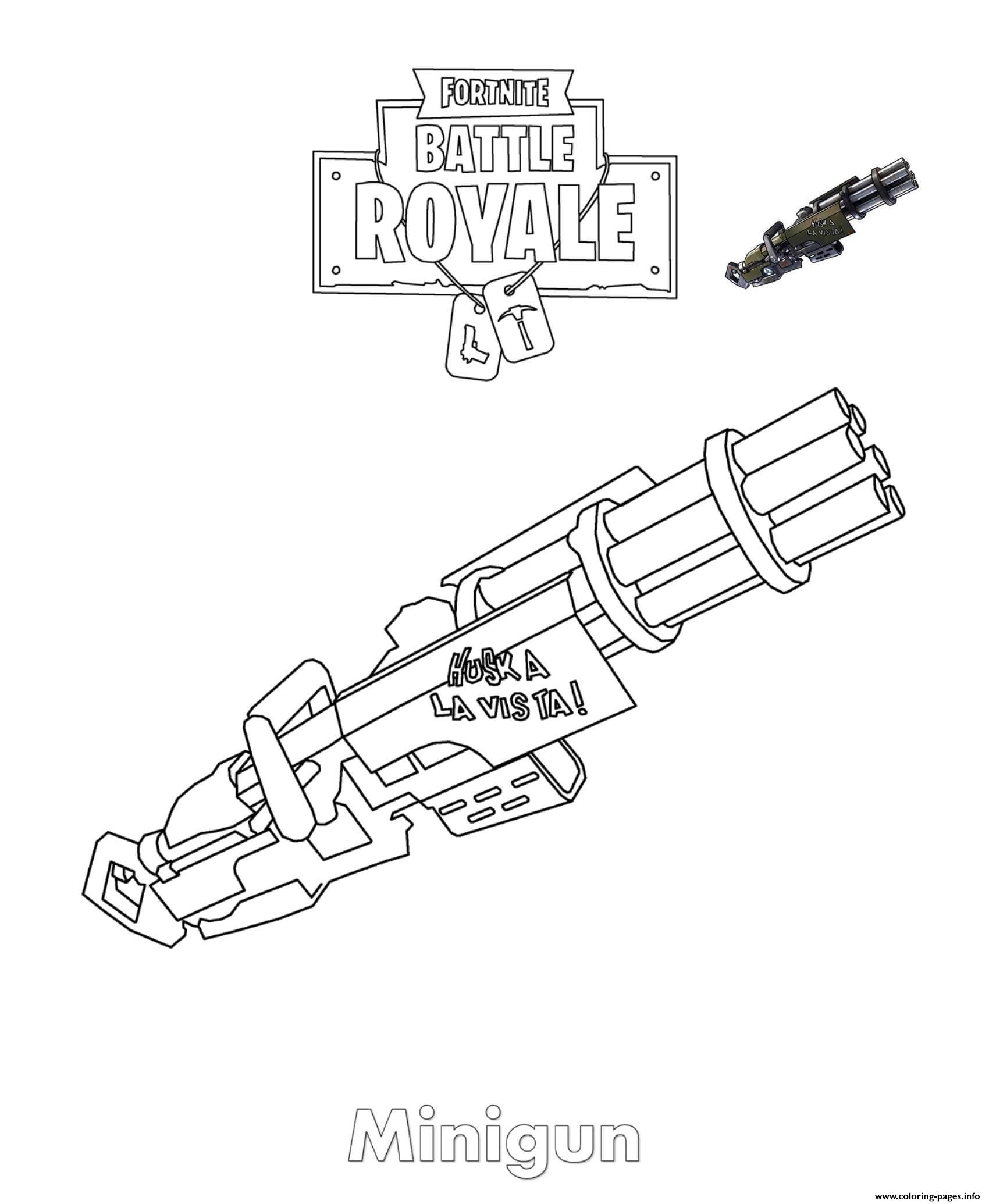 Minigun Fortnite Coloring Page Printable
