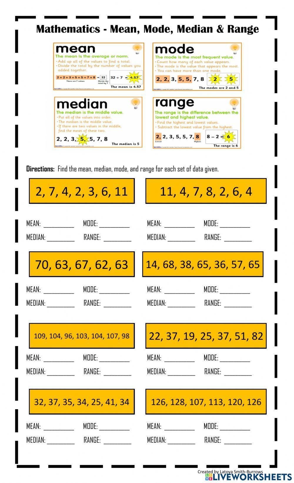 Mode And Range Worksheets Worksheets Library