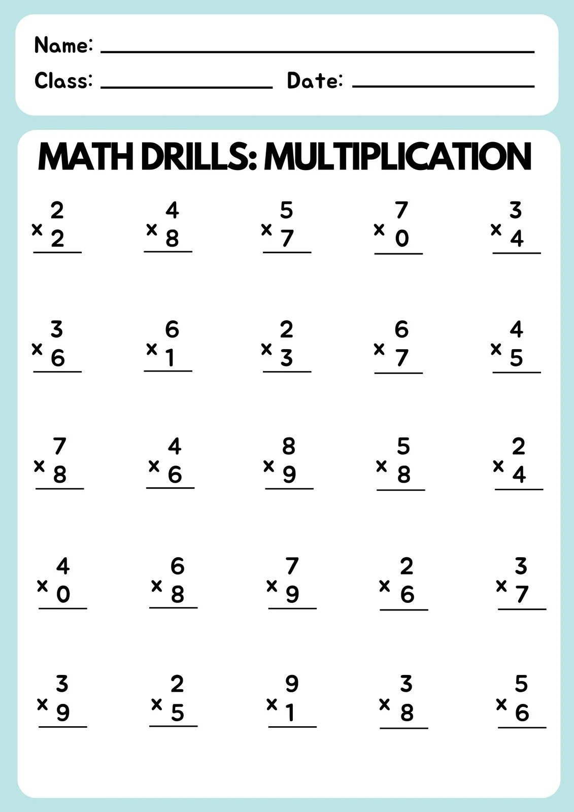 Multiplication Easy Worksheets MultiplicationWorksheets