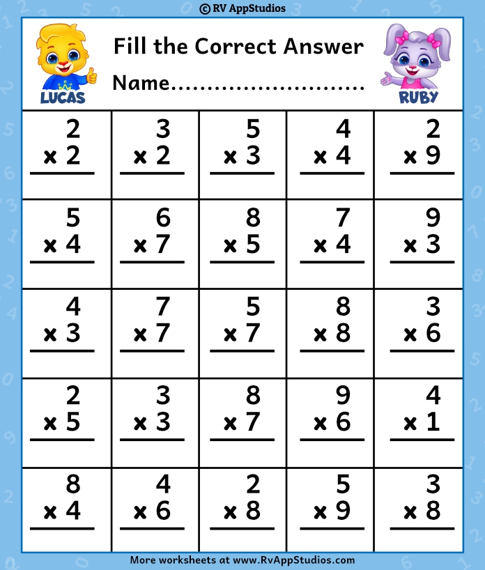 Multiplication Table Practice Worksheets Pdf Cabinets Matttroy