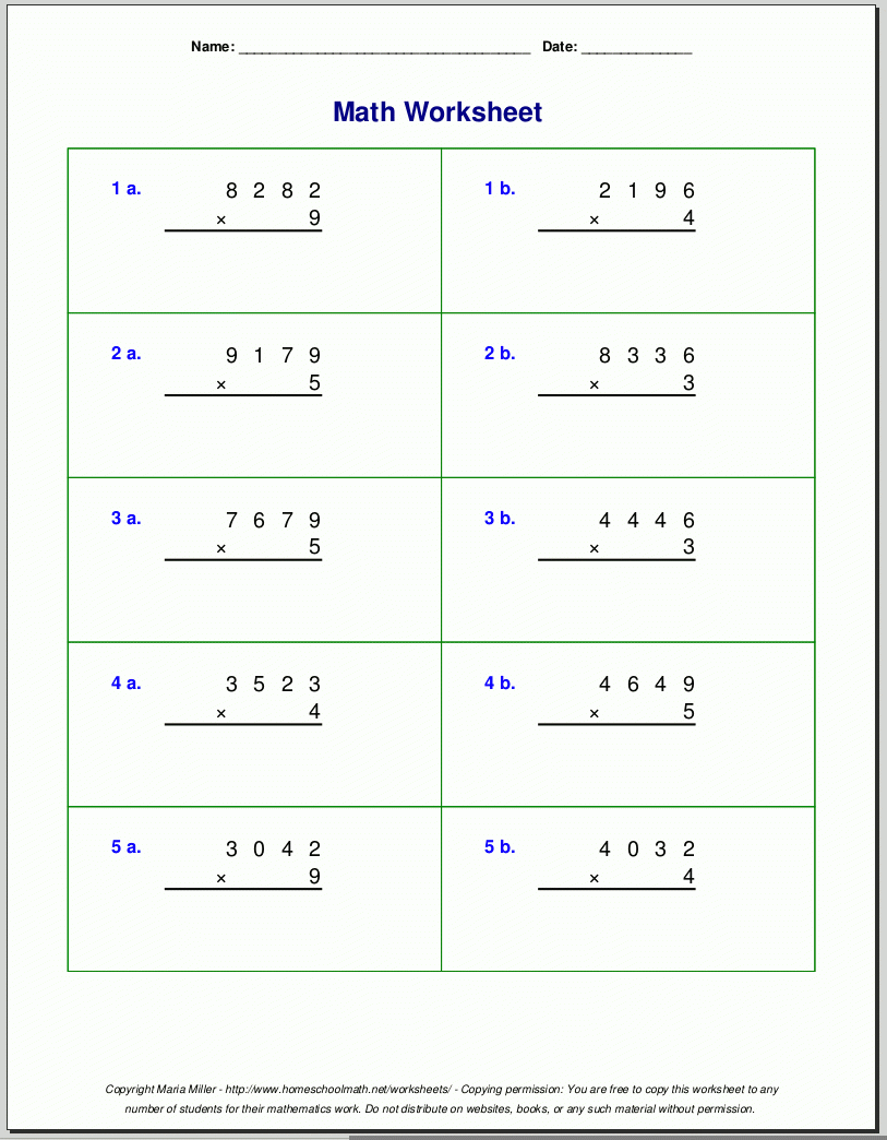 Multiplication Worksheets Area Model PrintableMultiplication