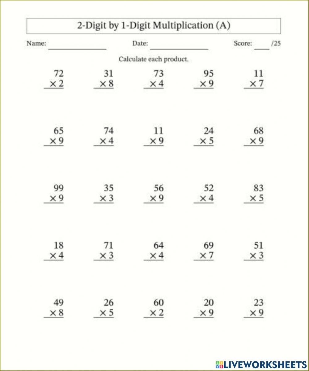 Multiplication Worksheets For Grade 6 Printable Worksheets