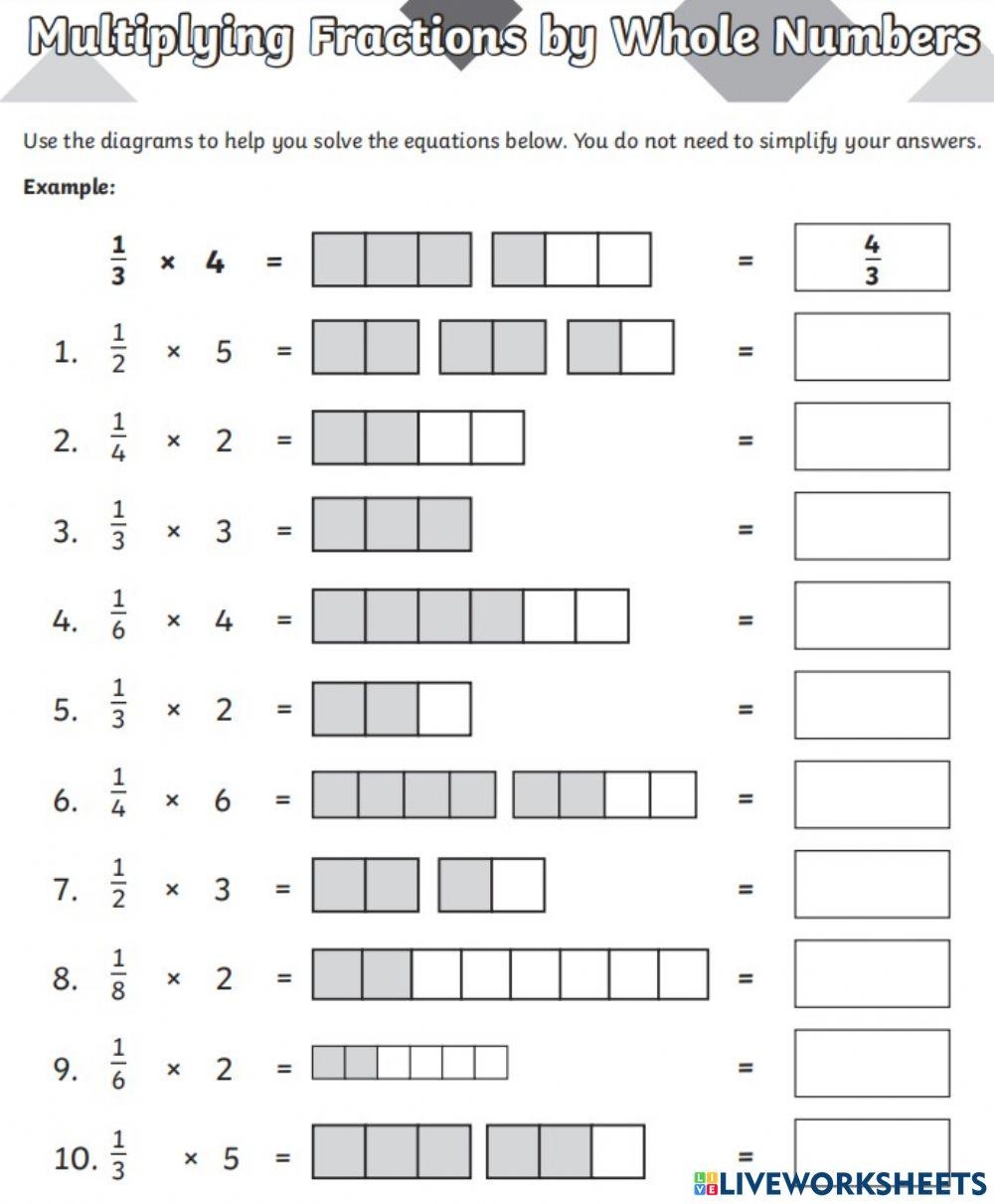 Multiplying Fractions Practice Worksheet Live Worksheets Worksheets 