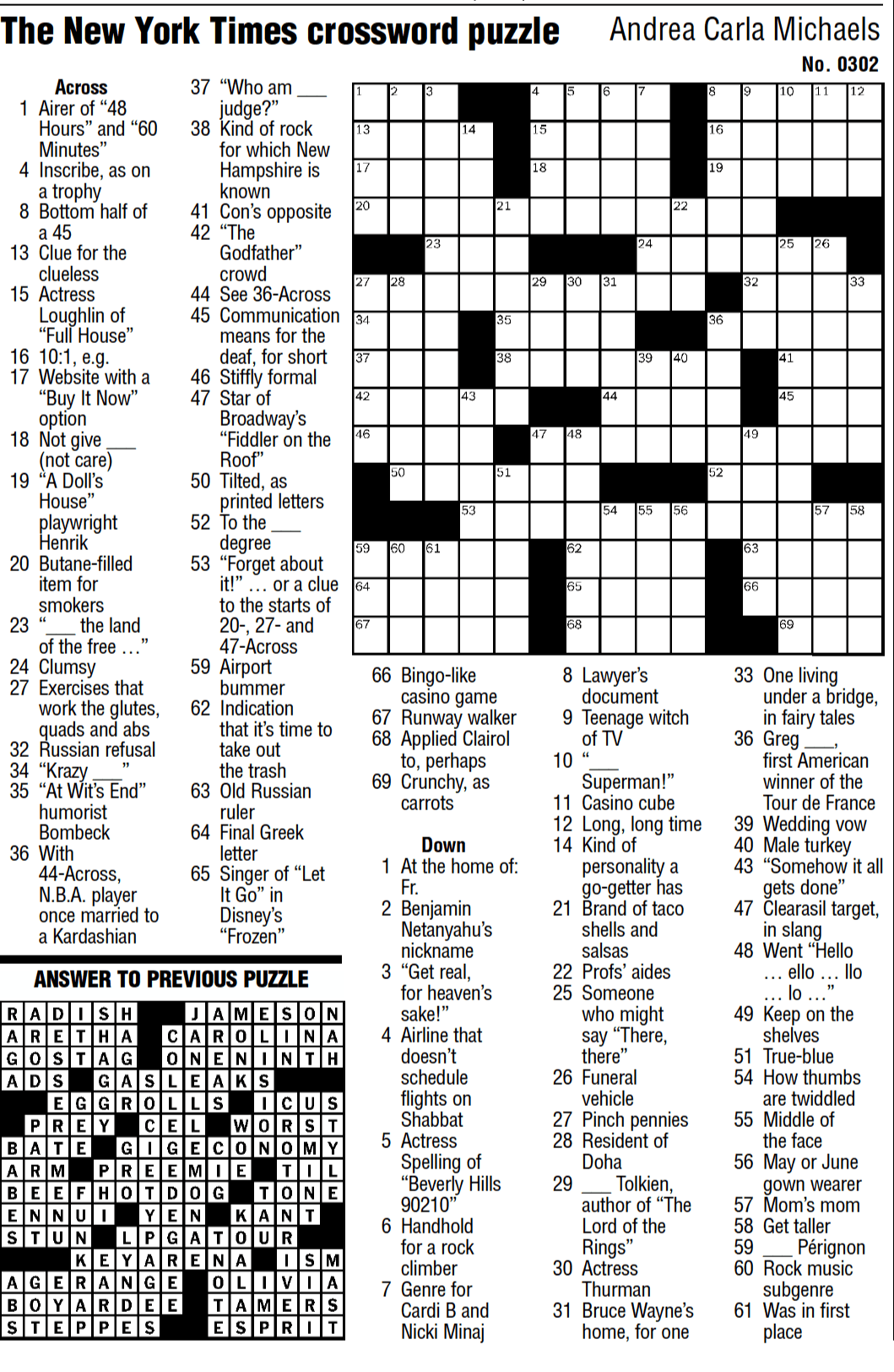 New York Times Crossword Puzzle Printable