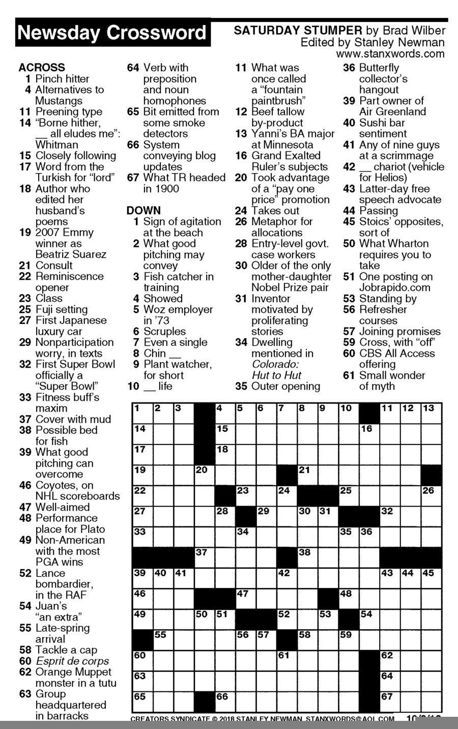 Newsday Crossword Puzzles To Print Printable Crossword Puzzles Online