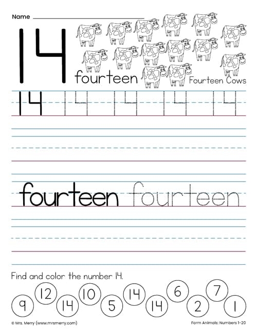 Number 14 Worksheet Easy K5 Worksheets Preschool Worksheets 