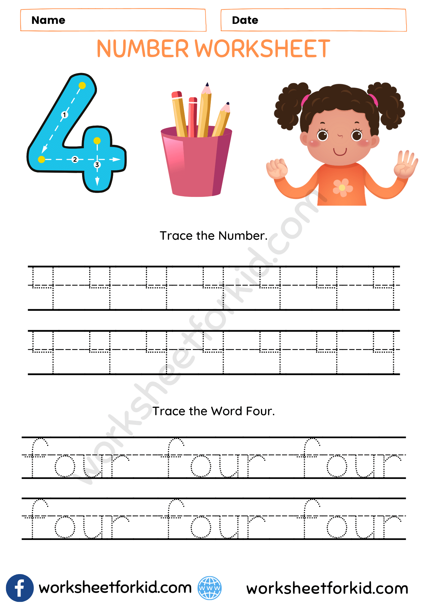 Number 4 Worksheet WorksheetForKid